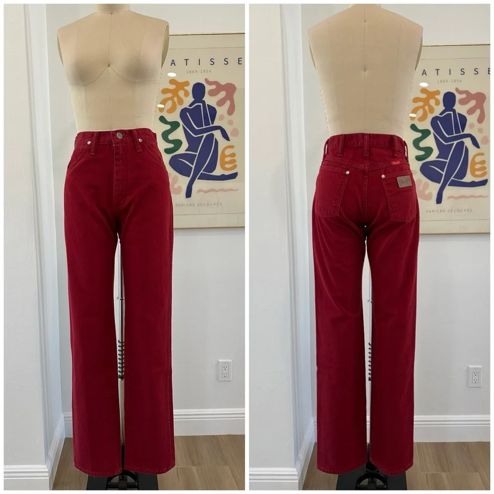 Vintage Wrangler Straight Leg Jeans in Deep Red - Picture 2 of 16